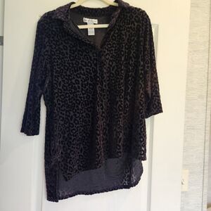 Rebecca Malone Animal Print Blouse Size XL Euc